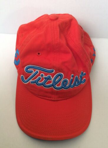 Titleist Golf Baseball Cap Foot Joy FJ Adjustable Orange and Blue Pro V1 - Small