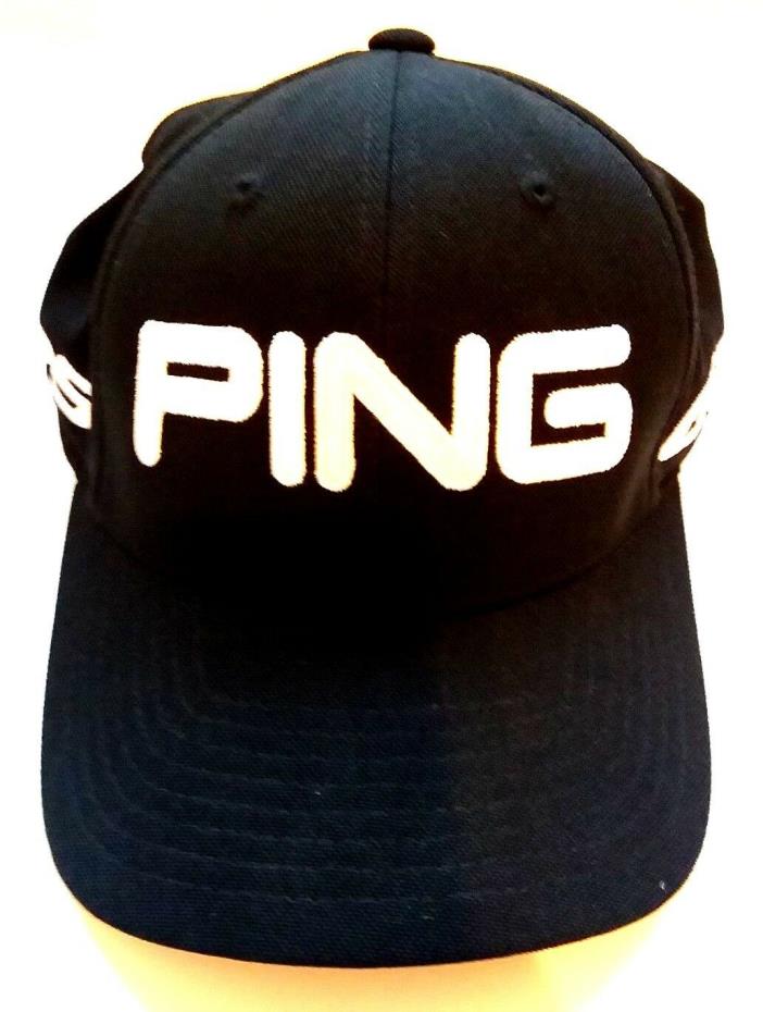Ping Golf Structured Fitted FlexFit Golf Hat Cap Black and White