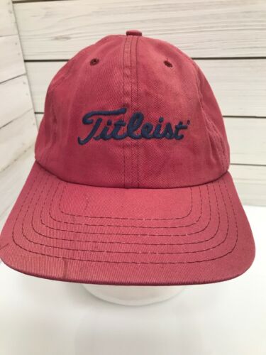 Titleist Logo Distressed Red Faded Strap Back Golf Hat As Is
