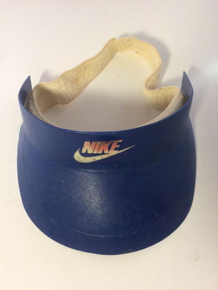 Nike Logo Blue Plastic Sun Visor - VINTAGE 1970s / 1980s - NICE RARE