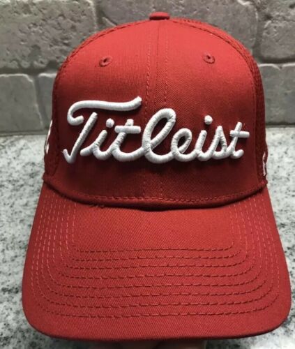 Titleist FJ Pro V1 logo NEW ERA Red Sport Mesh Cap Hat L/XL Foot Joy EUC AA99