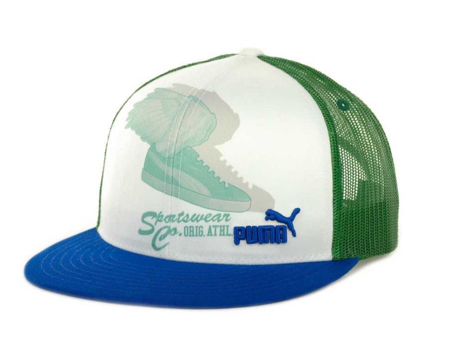 Puma Wing Blue Green White Trucker Snapback Hat Cap
