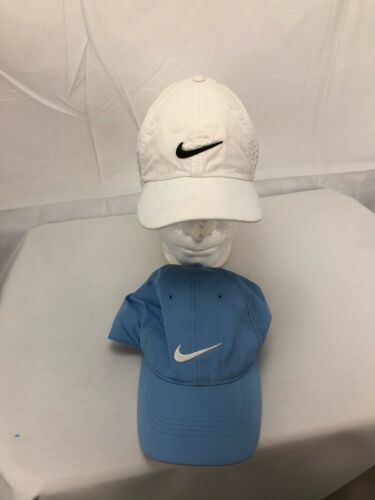 (2) Nike Golf Women’s Ultralight Adjustable Hat/Cap - White And LT BLUE