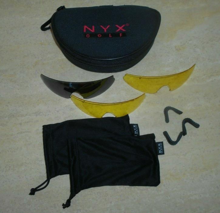 NYX Golf Sunglass Padded Zippered Case w/ 3 Different Lens, 3 Nose Pieces Bags
