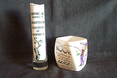 comical / gag golfing collectibles - Hook & Slice mug /cup & golfer's shot glass