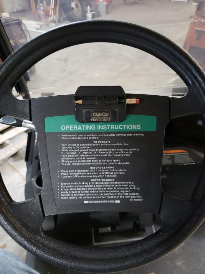 Club Car Precedent G&E Operating Instructions Decal, Steering Wheel Sticker