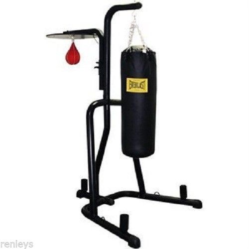 Everlast Dual Station Heavy Punching Bag Boxing Stand MMA Trainer Fitness Gym
