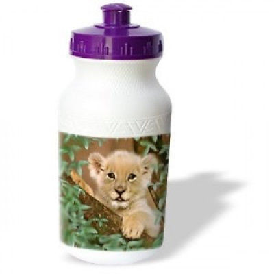 3dRose wb_5740_1 Cub Lion Sports Water Bottle, 620ml, White. Free Shipping