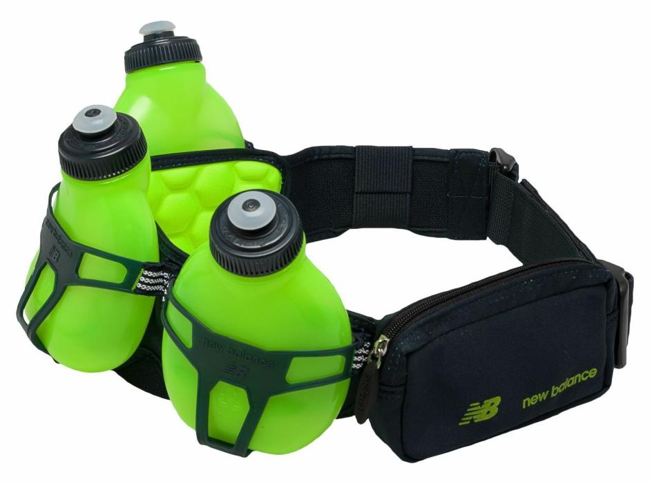 New Balance FuelBelt Helium H30 3 Bottle Hydration Belt Pack Navy Blue Green OS