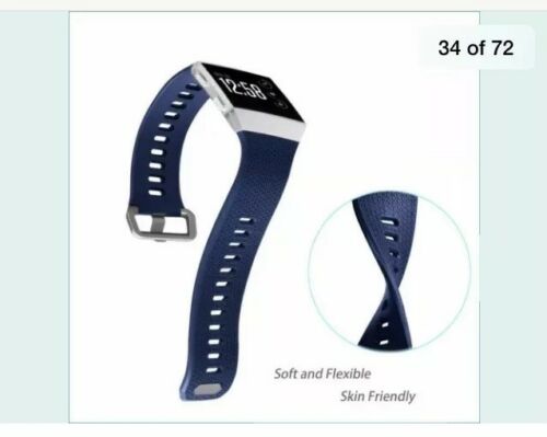 NEW Black Fitbit Ionic  Replacement Band Adjustable Dark Blue (6.7-8.1)