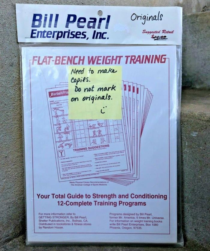 NEW Bench Weight Training Programs Charts by Bill Pearl 1993