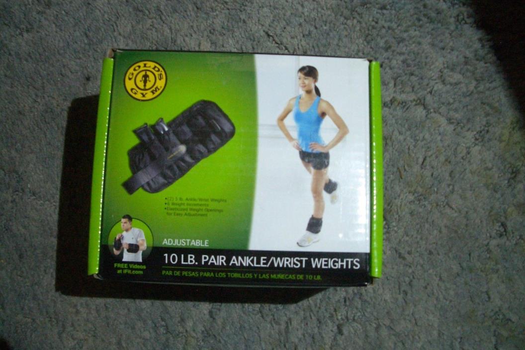 Gold's Gym Pair of 10 lb Adjustable Ankle/Wrist/Arm/Leg Weights-Shape,&Tone- NEW