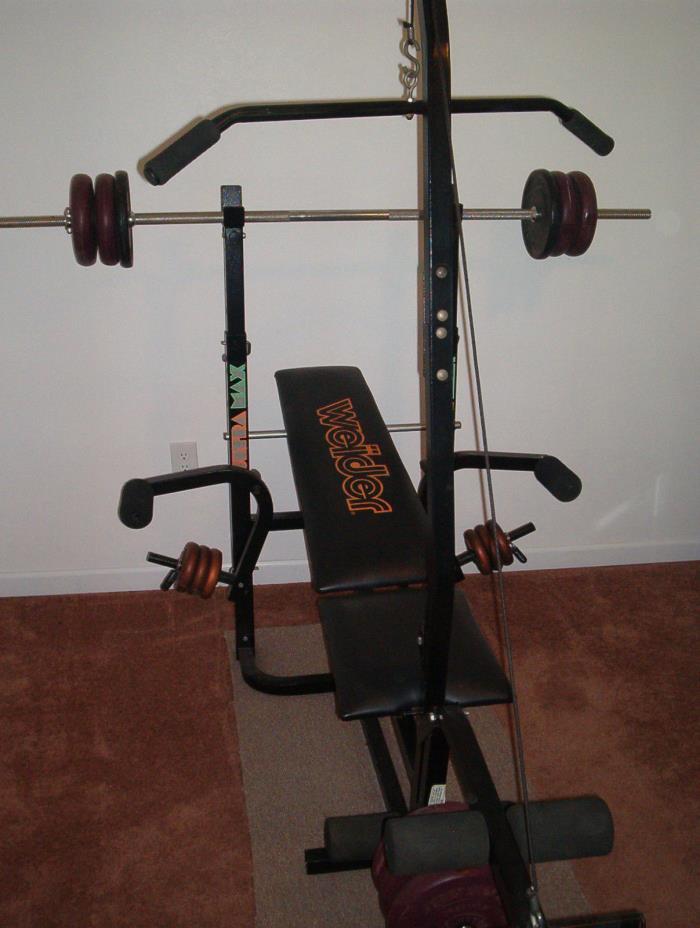 WEIDER WEIGHT BENCH, LIFTING BAR & WEIGHTS D104 NICE CONDITION PICKUP ONLY