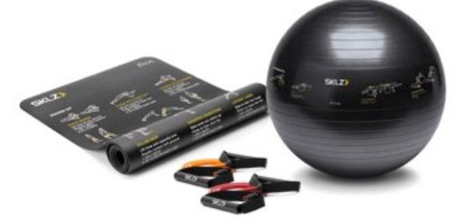 Self-Guided Exercise Fitness Kit with Stability Ball, Resistance Bands, and Mat