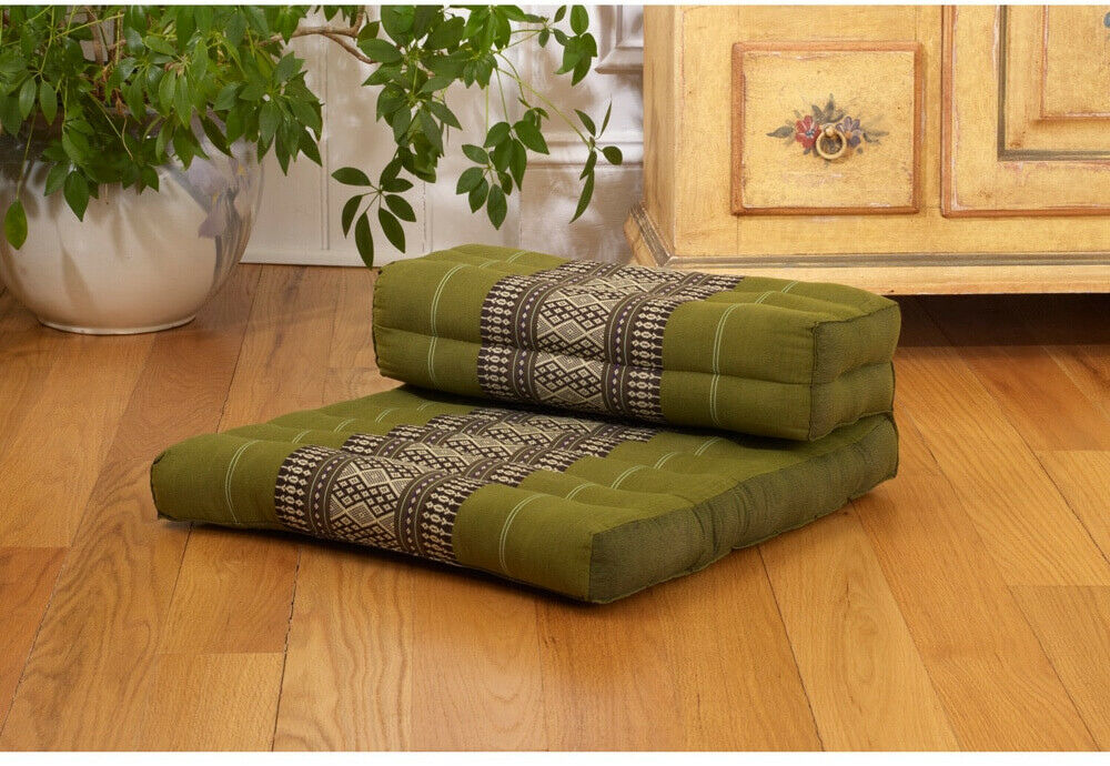 Meditation Cushion/Chair 100-Percent Cotton Army Cotton Fabric Cover Green/Red