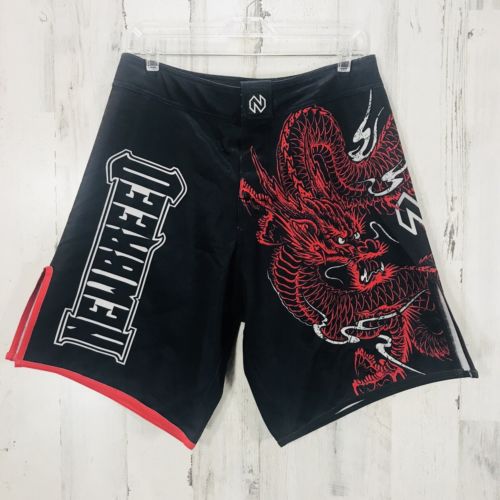 NewBreed Bushido Red Dragon Black Shorts MMA Grappling Fighting K1 UFC Size 30