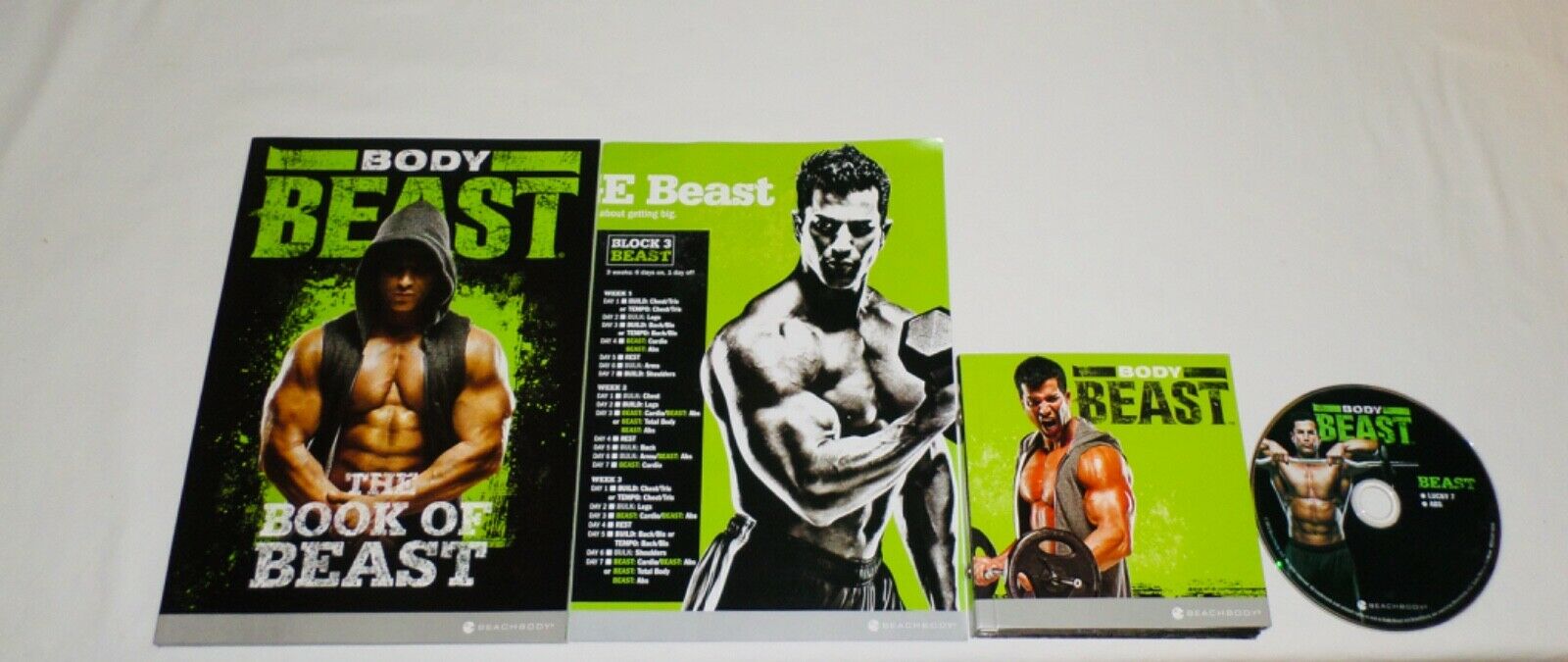 BeachBody Body Beast 7 DVD Set + Bonus DVD: Lucky 7 & Abs (Excellent)