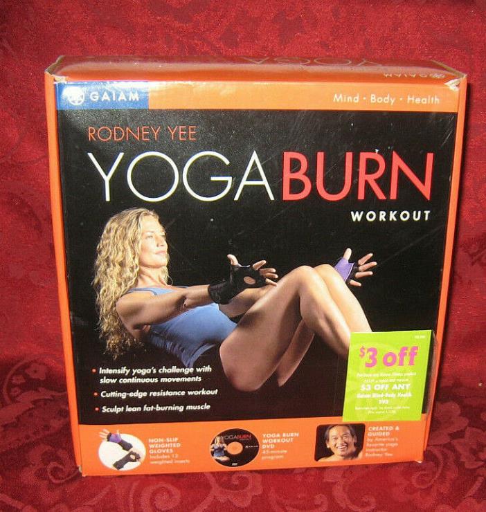 GAIAM Rodney Yee Yoga Burn Workout DVD w/Weighted Gloves - DVD & Weights SEALED