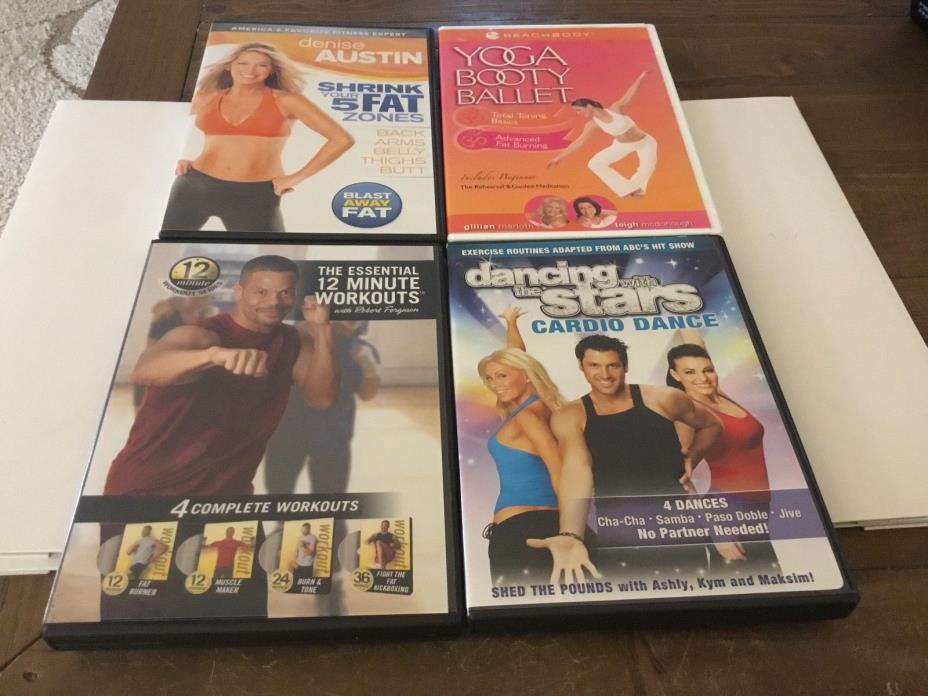 LOT OF 4 EXERCISE WORKOUT DVDS YOGA CARDIO