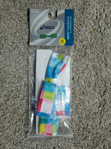 asics seco head and wristband set upf 50+ performance essential multicolored