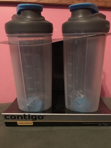 NEW CONTIGO 2 PACK 28OZ FITNESS WATER BOTTLE CUP MUG PROTEIN SHAKER LOT BPA FREE