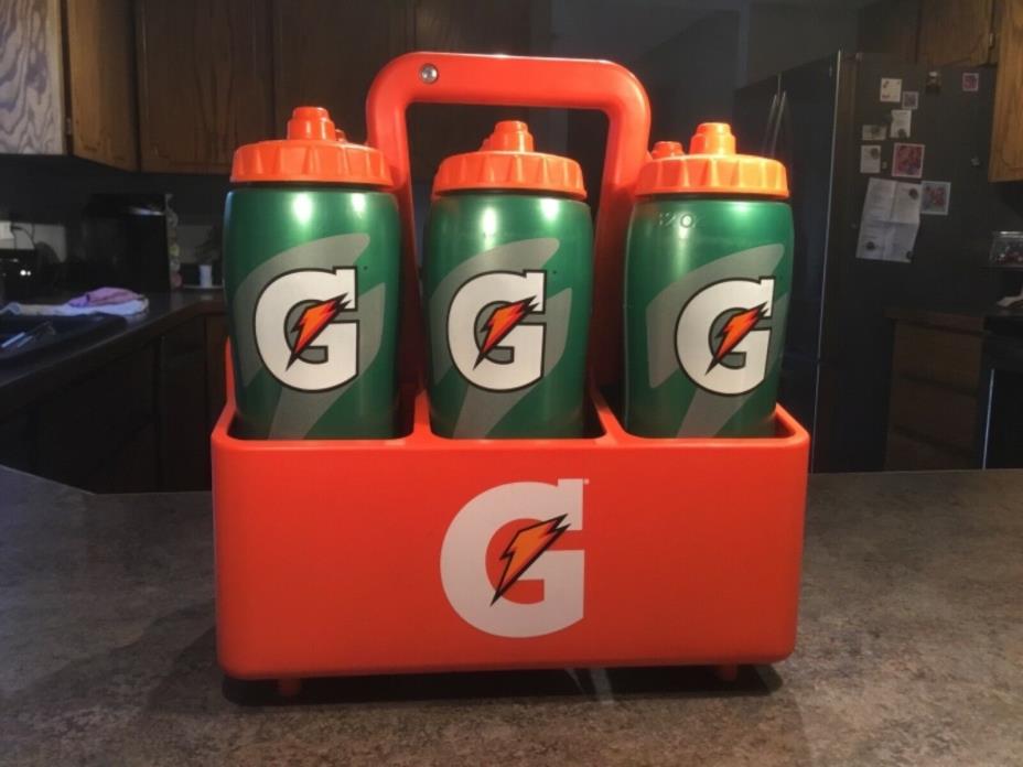 Gatorade 6 Pack Squeeze Bottles with carry Tote 32oz Hydration Bottles