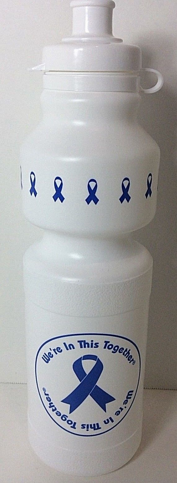 Blue Awareness Ribbon Water Bottle Huntington Disease Cancer Child Abuse New