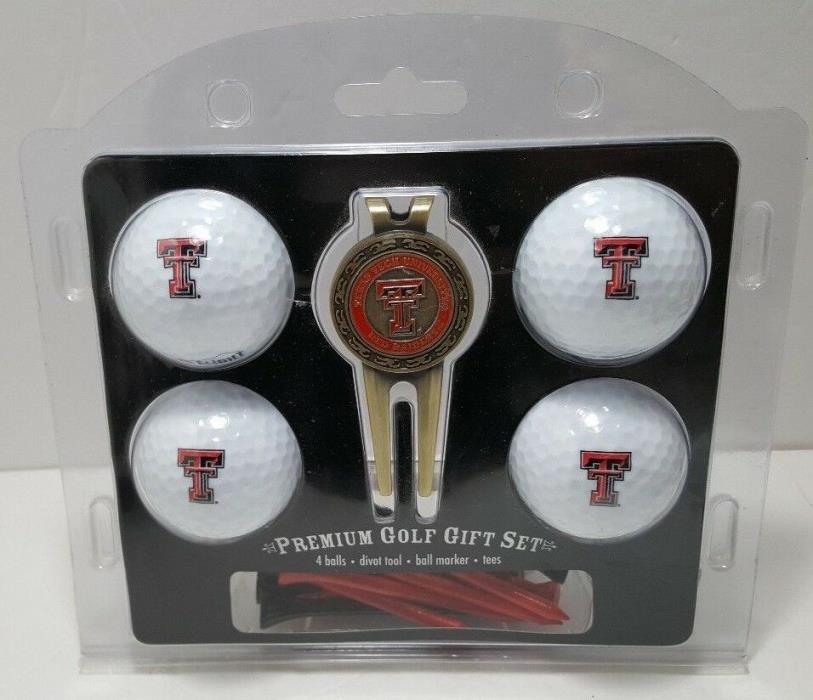 Texas Tech Premium Golf Gift Set 4 Balls Divot Tool Ball Marker Tees Licensed