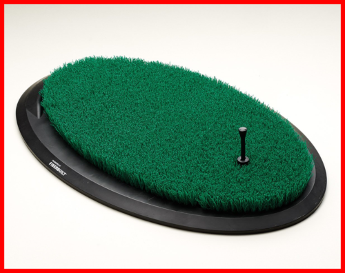 Fiberbuilt Flight Deck Golf Hitting Mat Oval Shape Outdoor/ Indoor Real Grass Li
