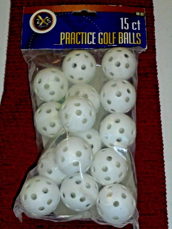2XS Sports White Plastic Airflow Perforated Practice Golf Balls 15 Count NEW