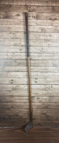 Vtg  Hard Wood Shaft Iron (L) Golf Club Leather Grip