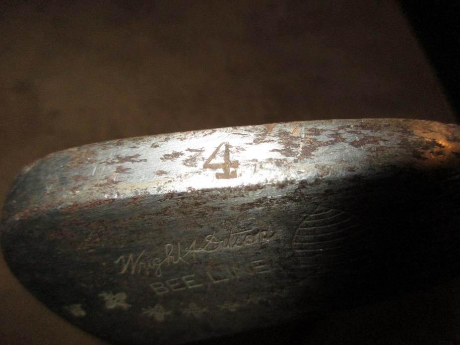 Wright & Ditson Bee Line wooden shafted 4 iron, line faced 36 1/4