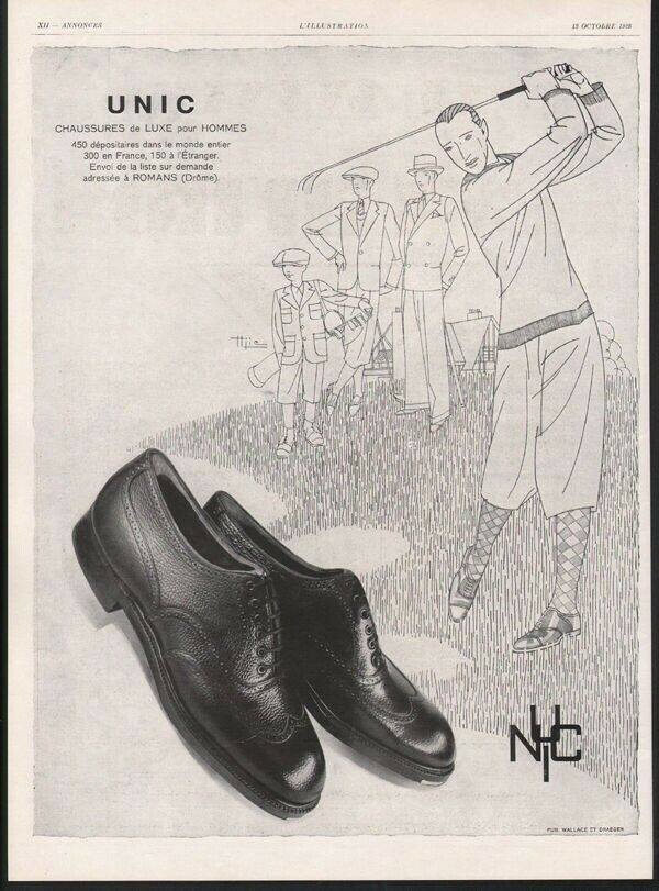 1928 UNIC GOLF SHOE CLOTHING CADDY HJIC GREEN FASHION SPORT CLUB HOUSE 20791