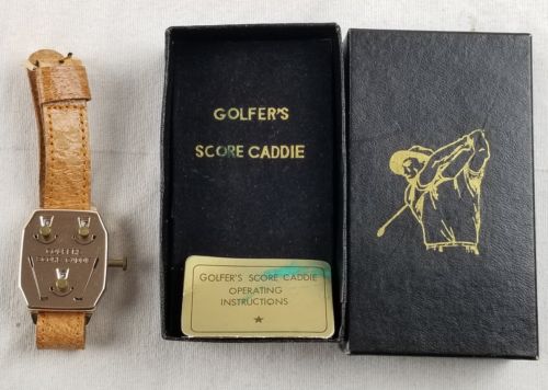 Vintage Golfers Score Caddie Scorekeeping Wrist Watch boxed golf score totalizer