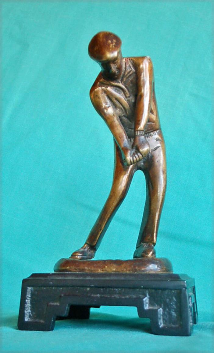 Antique Bronze Golf Trophy Sculpture Old Golf Trophy Vintage Golf 1920's Golfer