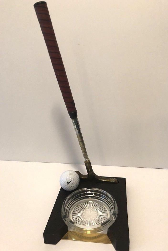 Vintage Desktop Ashtray W/Collapsible Putter And Practice Hole