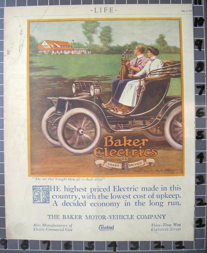 1912 BAKER ELECTRIC CAR GOLF SPORT CLEVELAND OHIO COUNTRY CLUB BAG  FB02FB024