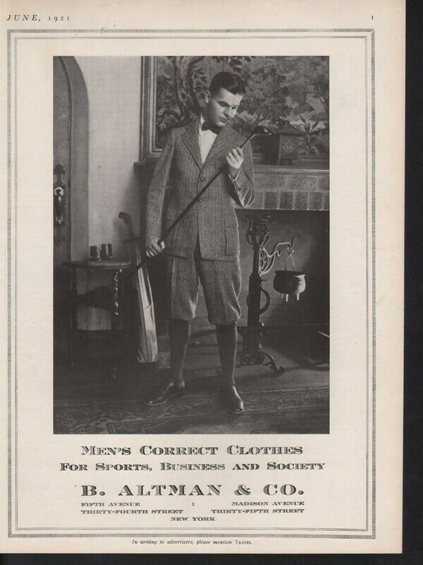 1921 ALTMAN SPORT CLOTHES GOLF CLUB FASHION MEN JACKET15253