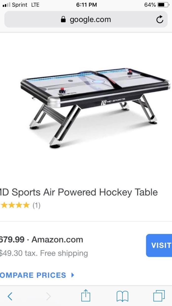 MD sports titan 75.5”air powered hockey table with foosball