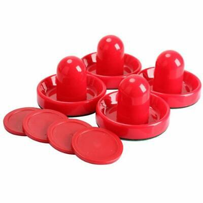 4Pcs Air Hockey Table Goalies With 4pcs Puck Felt Pusher Mallet Grip Red Sports