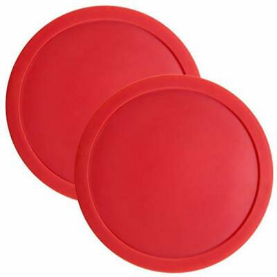 Set Of Two Large Red 3 1/4 Inch Air Hockey Pucks For Full Size Tables By Sports