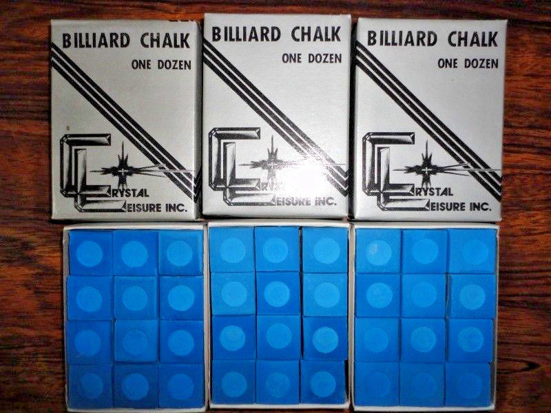 New Crystal Leisure Blue Pool Table Billiard Cue Chalk 3 Packs of 12 = 36 Total