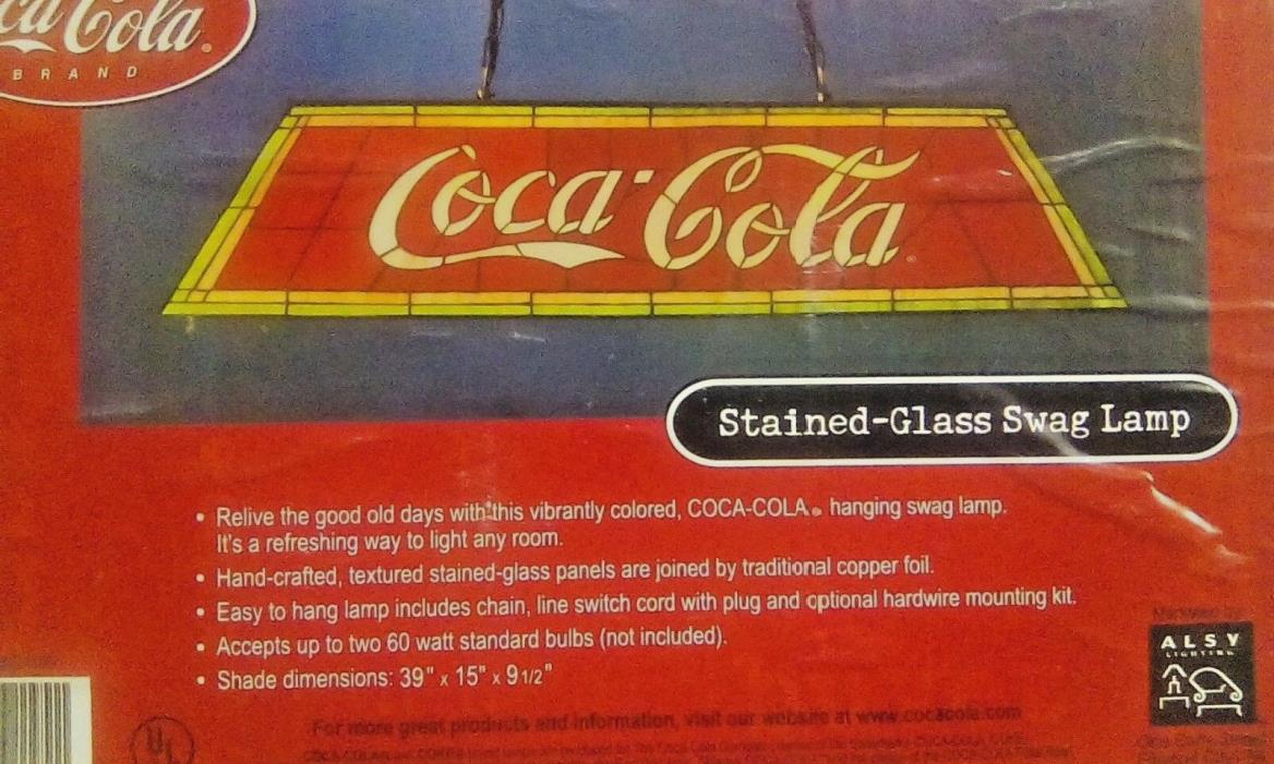 Vtg 2000 Hanging Fixt Coca-Cola Glass Swag Collectible Billiard Pool Table Light