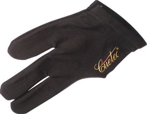 Cuetec Premium Pool Glove / Black / Cuetec Logo / 3 Finger Glove for Either Hand