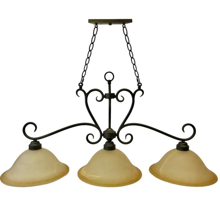 3-Light Bronze Hanging Rustic Billiard Pendant Light | 13