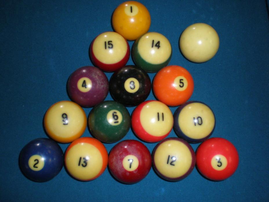 Vintage Amarith Belgium Billiard Pool Balls Set + Cue Ball 2.25