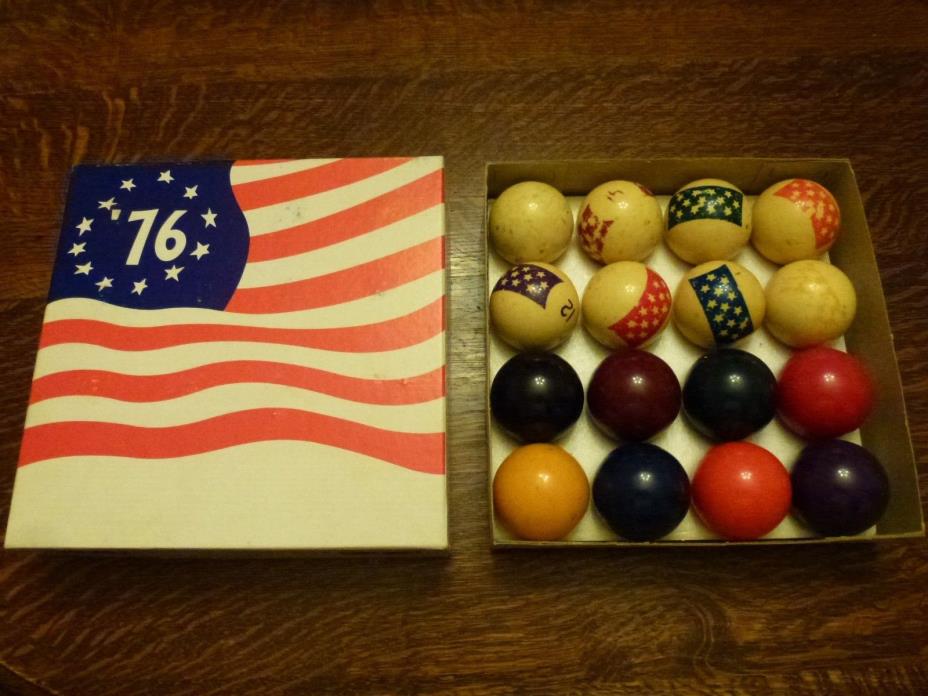 1976 Bicentennial pool ball set cast phenolic made in Belgium vintage balls