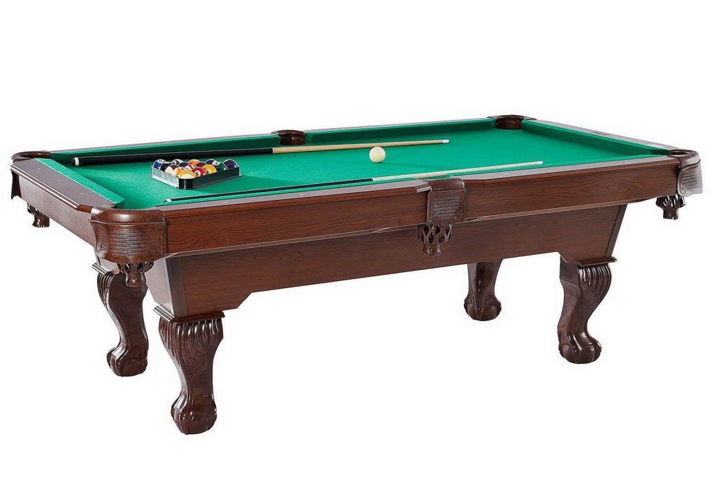 7.5 ft Wood Pool Table Ball and Claw Billiard Game Room Set Balls Cues