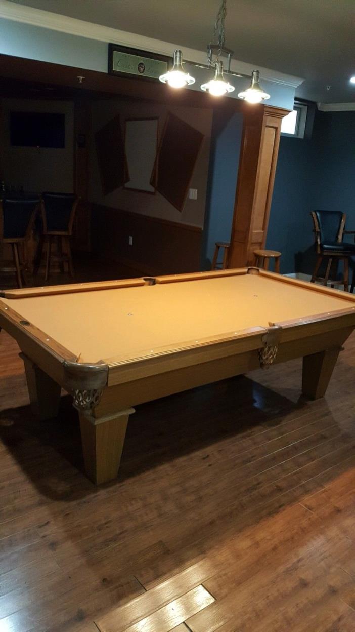 Billiard Table 8ft - Brown/Tan.  GREAT CONDITION!!!  All pictured INCLUDED!