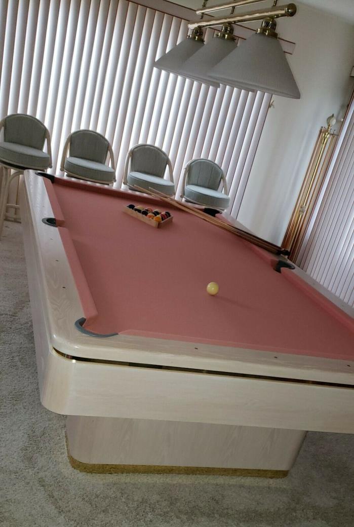 8 Pro Modern Oak Brass Furniture Like Pool Table Excellent Condition